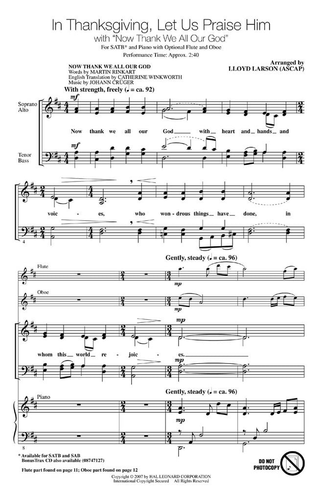 In Thanksgiving, Let Us Praise Him